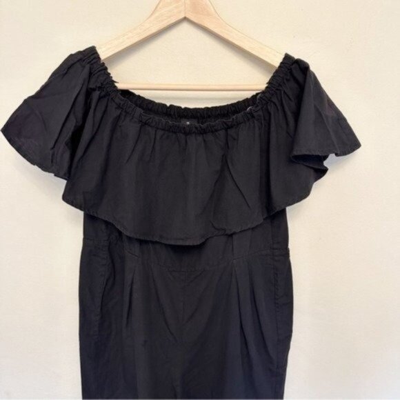 Samantha Pleet Primrose Ruffle Top Cold Shoulder Black Jumpsuit - Picture 4 of 9